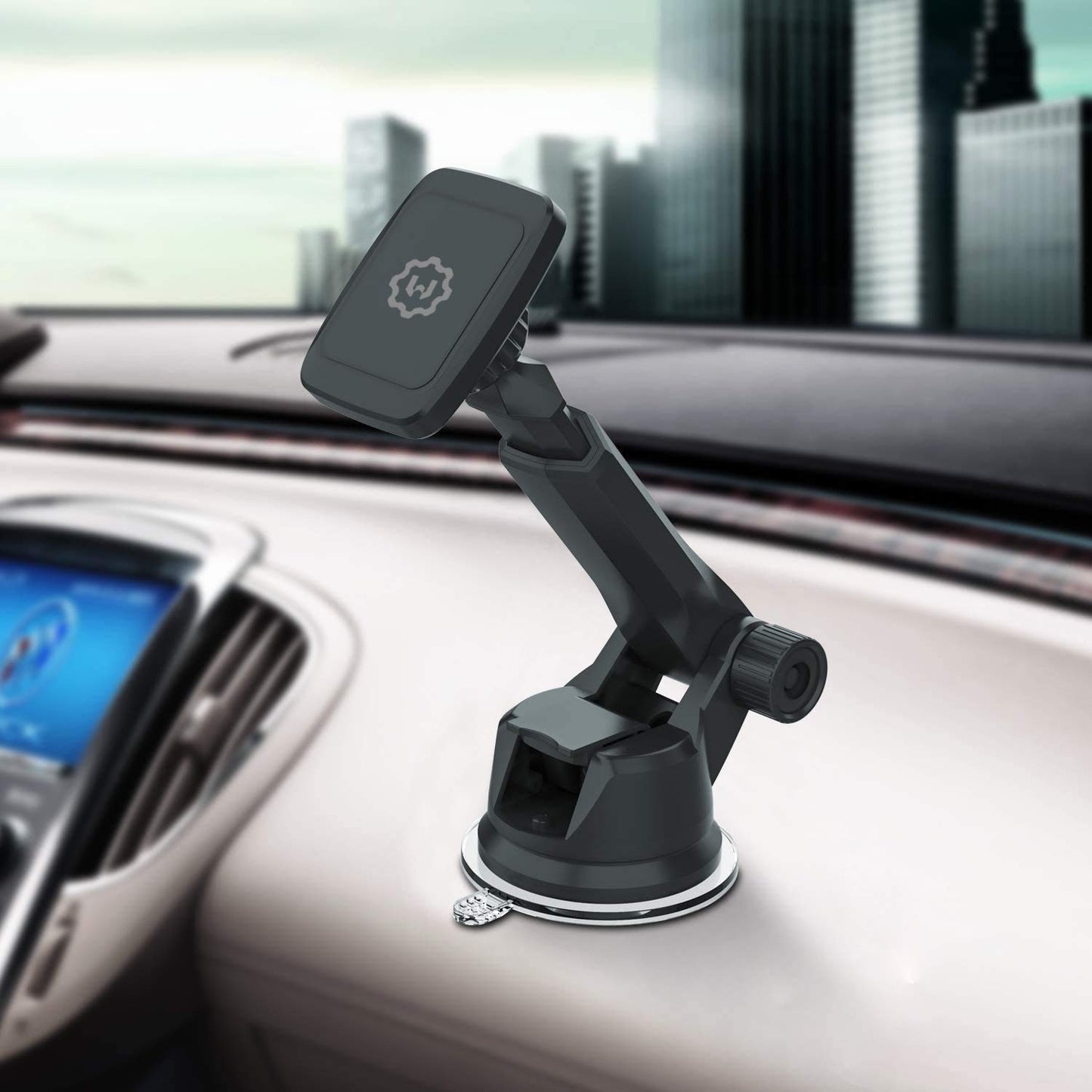 WixGear Universal Magnetic Car Mount Holder, Windshield Mount and Dashboard Mount Holder for Cell Phones and Tablets with Long Arm - (New Version