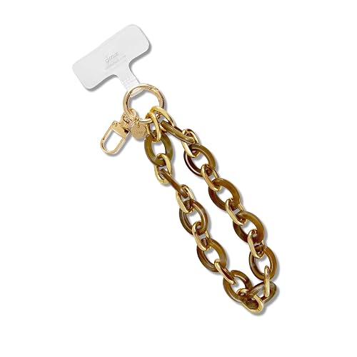 Sonix Phone Wristlet - Detachable Universal Smartphone Wrist Strap, Hands-Free Lanyard Cellphonee Bracelet with Tether Tab | Chain Link | Brown Marble