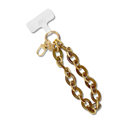 Sonix Phone Wristlet - Detachable Universal Smartphone Wrist Strap, Hands-Free Lanyard Cellphonee Bracelet with Tether Tab | Chain Link | Brown Marble