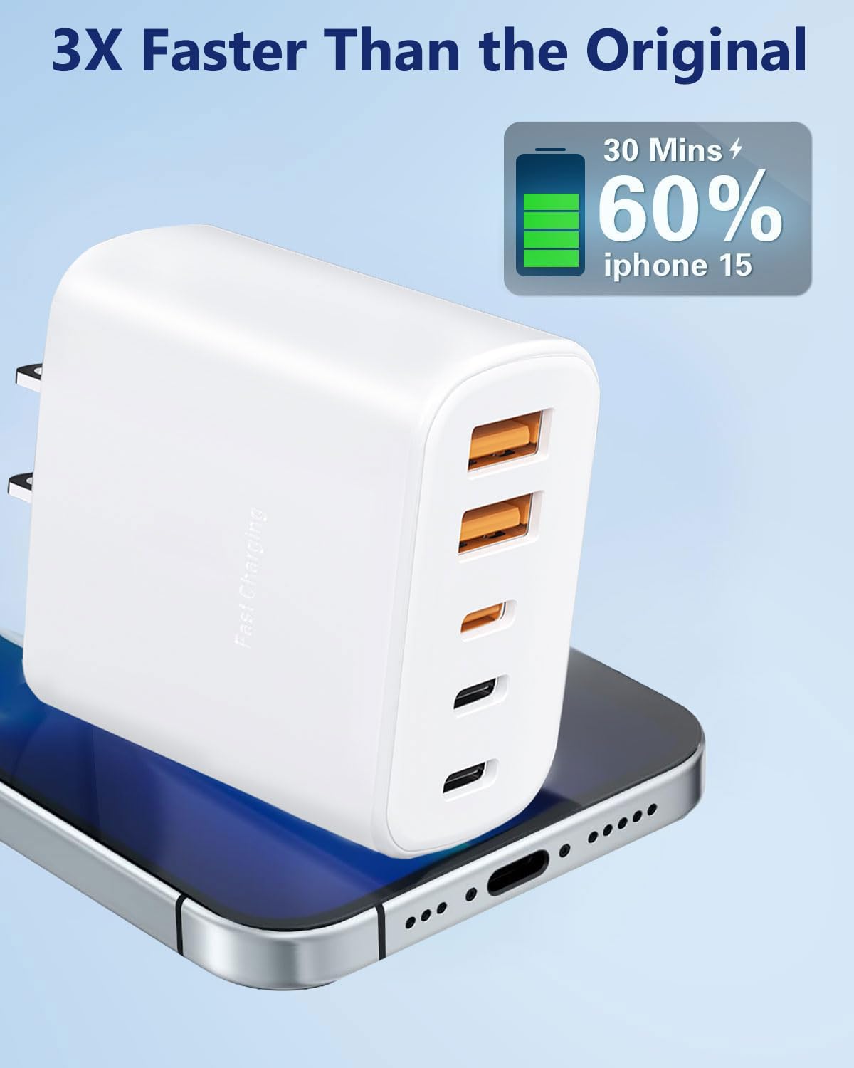 [2-Pack] 60W Multi-Port USB-C Fast Charging Module, 5-Port Wall Charger, Compatible with iPhone 17/16/15/14/13/Pro Max/Plus Series, iPad, Samsung