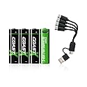 Coast AA USB-C Rechargeable Batteries, ZITHION-X, Lithium Ion 1.5v 2400 mAh, Long Lasting, Charges Under 2.5 Hours, Charging Cable Included…