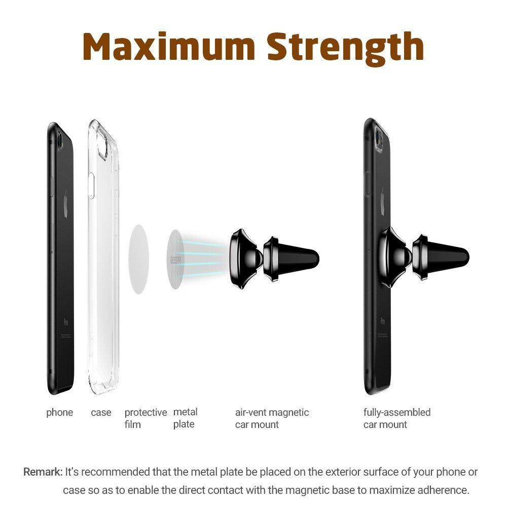 eTECH Magnetic Phone Car Mount Holder, Magnetic Mount Universal Air Vent (Silver)