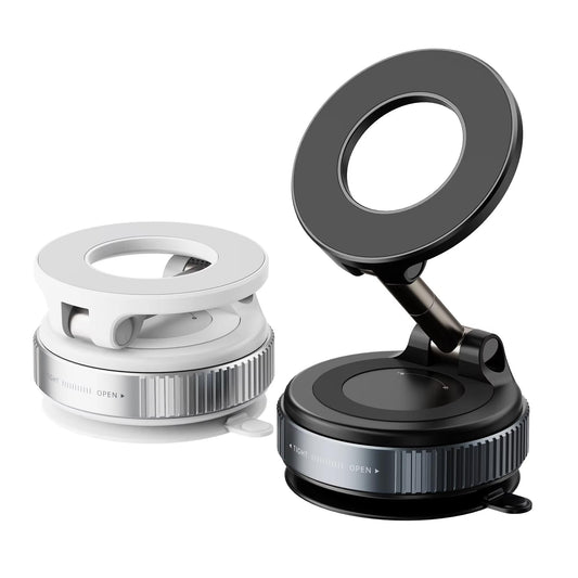 Magnetic Car Phone Holder with Suction Cup Mount - Foldable Phone Stand for Dashboard & Windshield, Compatible with All Smartphones