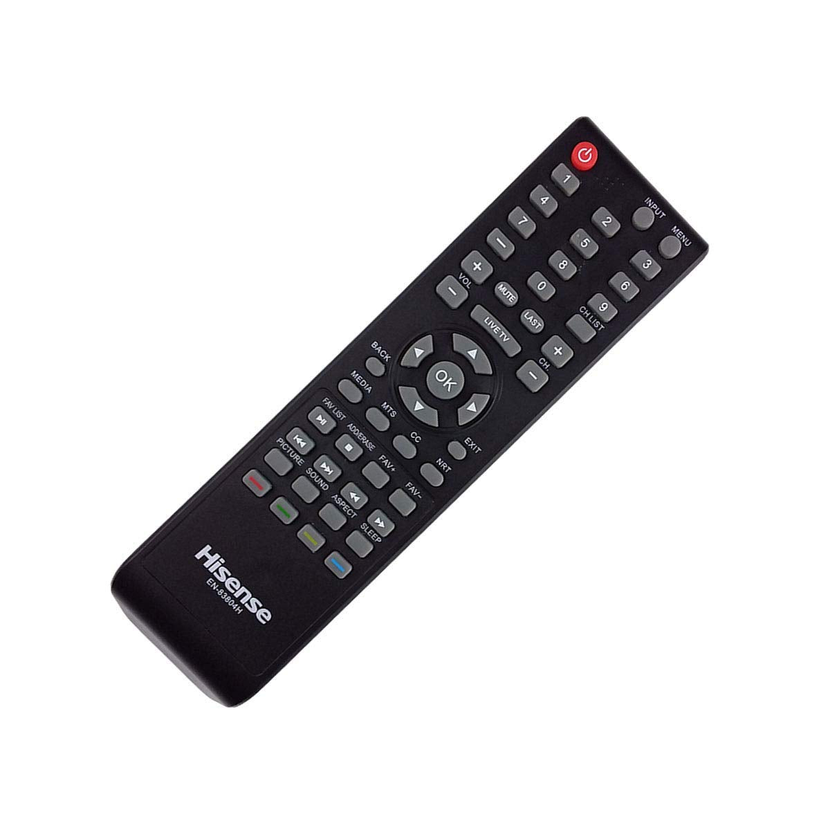 Hisense EN-83804H TV Remote Control for HD 32H3080E 32H3308 32H3D 40EU3000 40H3080E 40H3D 43H3080E 43H3D Hisense Televisions (Renewed)