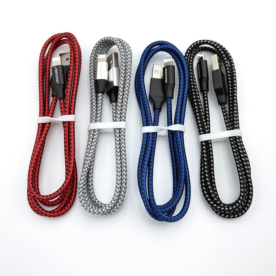 Unicorn Trade 25 Packs Supreme USB Charging Cables Compatible with iPhone Series 14 or Earlier USB to 8-Pin Charge + Sync Data Braided Cable 3.3ft