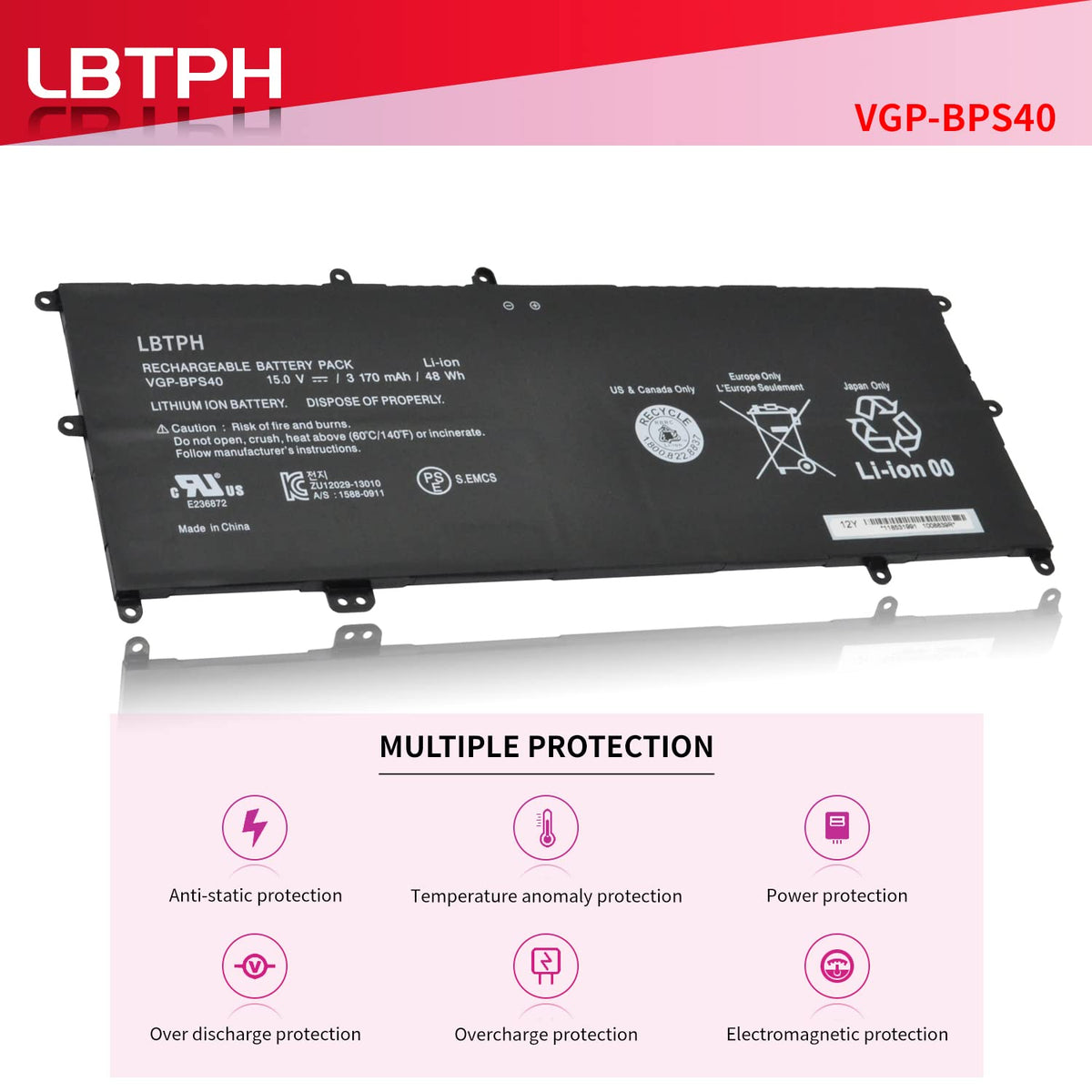 VGP-BPS40 48Wh Battery for Sony VAIO Flip SVF 14A 15A SVF14N SVF14N11CXB
