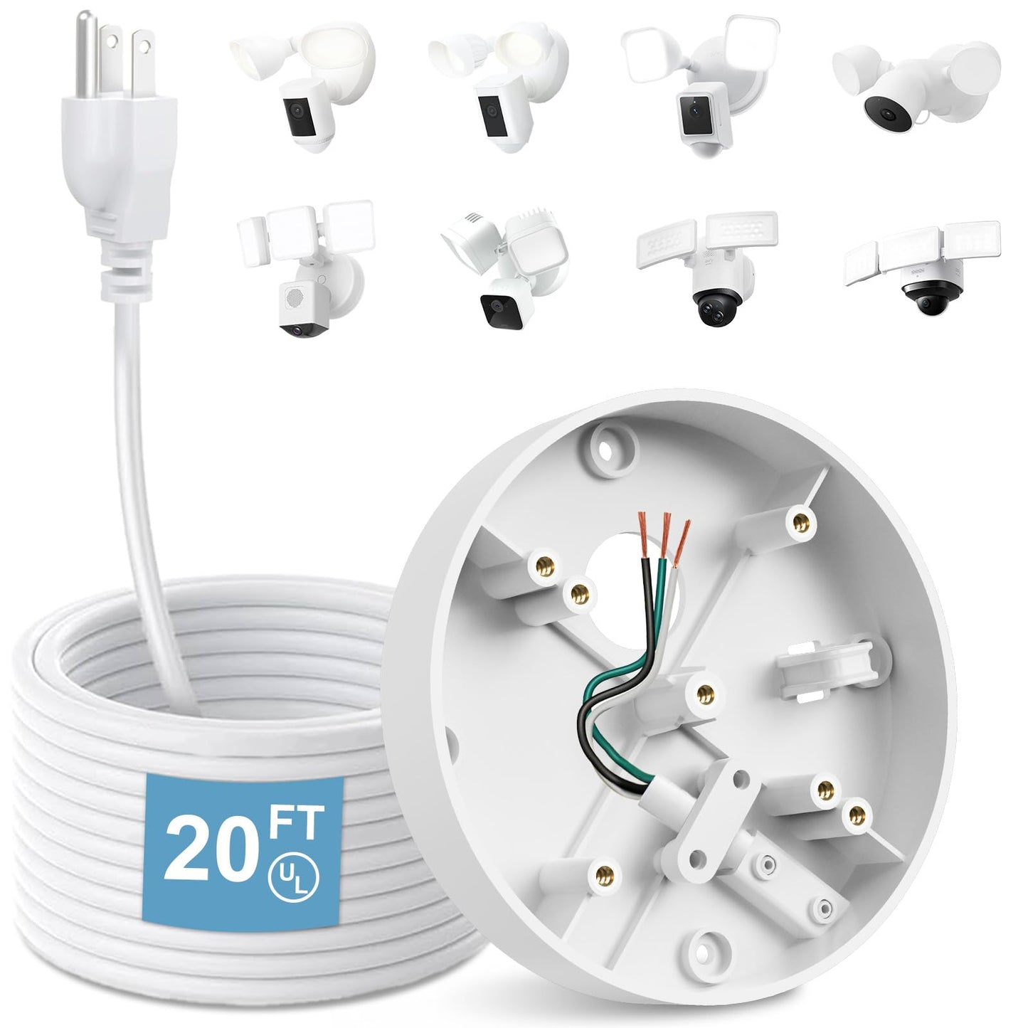 Plug-in Mount for Ring Floodlight Cam Wired Plus/Pro, Ring Smart Lighting Floodlight, Blink Wired Floodlight Cameras, Wyze Floodlight Camera V2/Pro