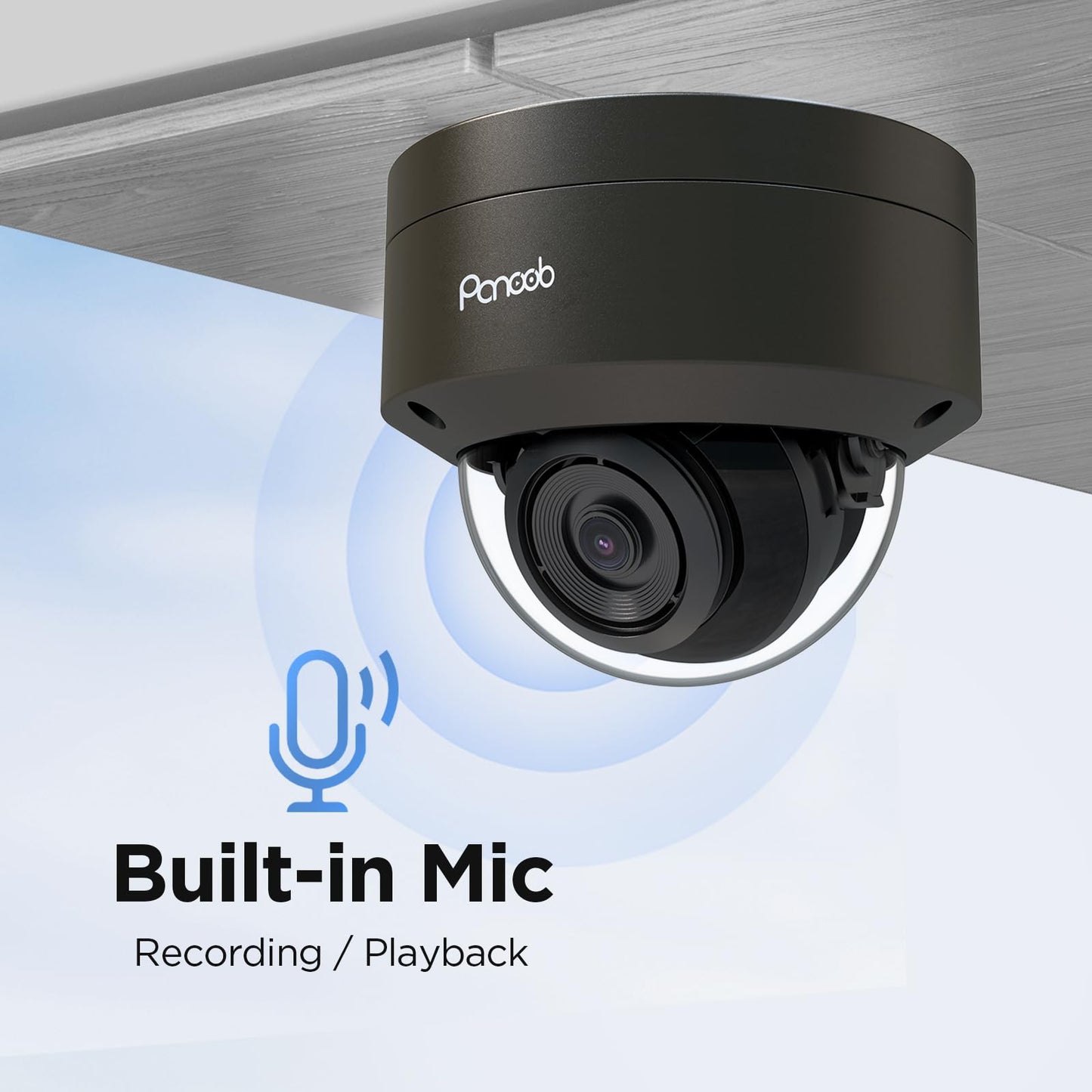 PANOOB 8MP PoE Vandal Dome Camera Outdoor Indoor with Mic, 4K H.265 IK10 Security IP Camera, Human Vehicle Detection, 100ft IR Night Vision, IP66 110°