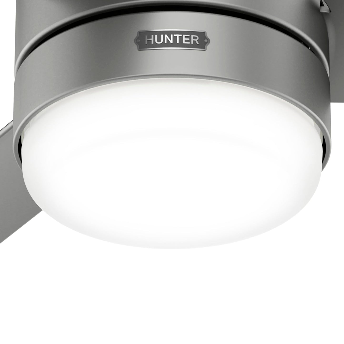Hunter Fan 44 inch Casual Matte Silver Outdoor Ceiling Fan with LED Light Kit and Remote Control (Renewed)