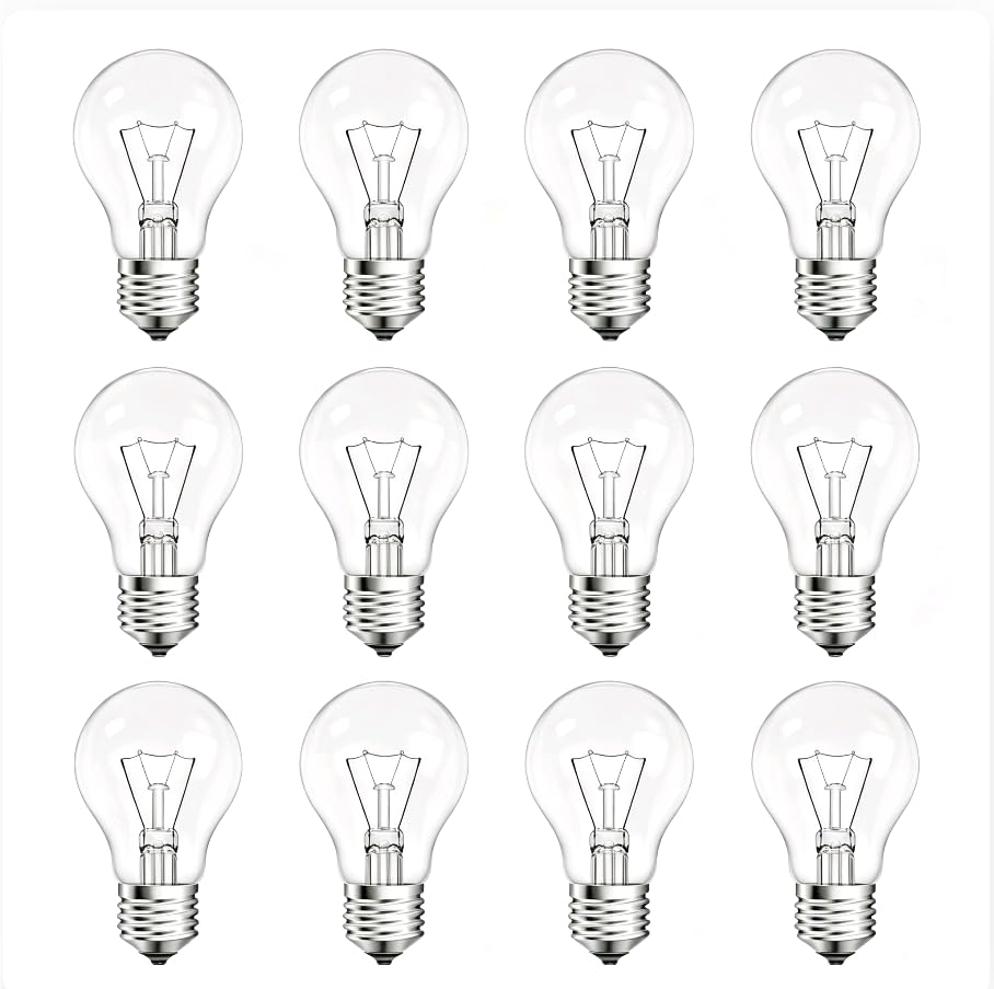 NABKRA 75 Watt Incandescent Light Bulbs, 75W A19 Shatter Resistant Rough Service Light Bulb, Soft White - 12 Pack
