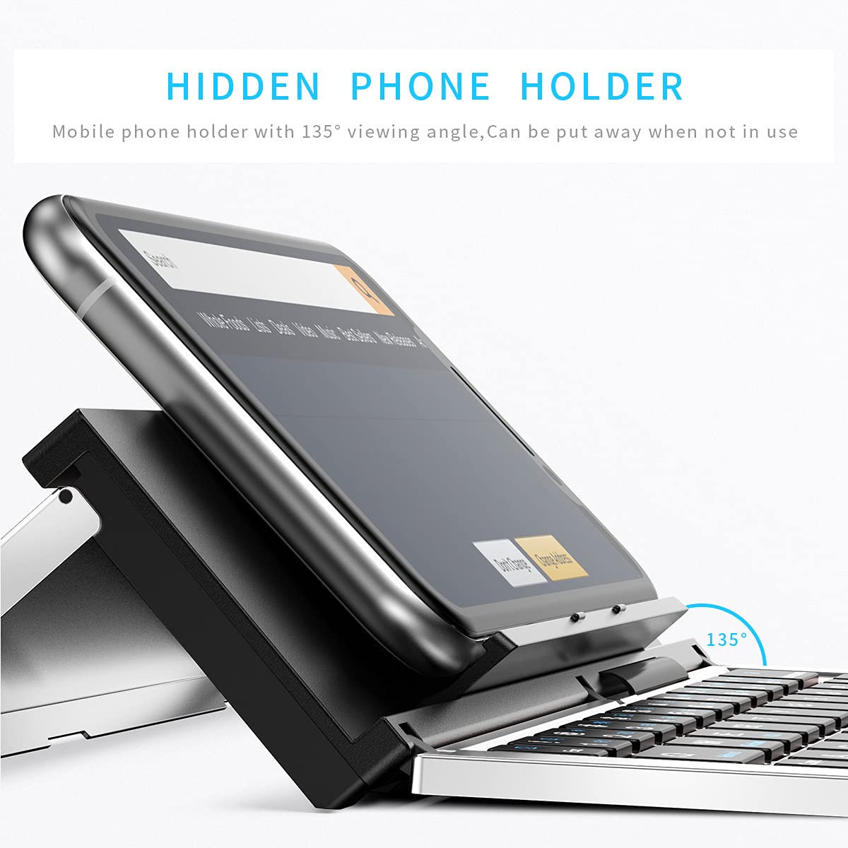 Geyes Bluetooth Keyboard Foldable, Portable Folding Wireless Keyboard with Portable Pocket Size, Aluminum Alloy Housing for iPhone,iPad