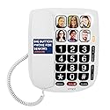 SMPL Hands-Free Dial Corded Phone with Photo Memory, One-Touch Dialing, Large Buttons, Flashing Alerts - For Seniors, Hearing Impaired