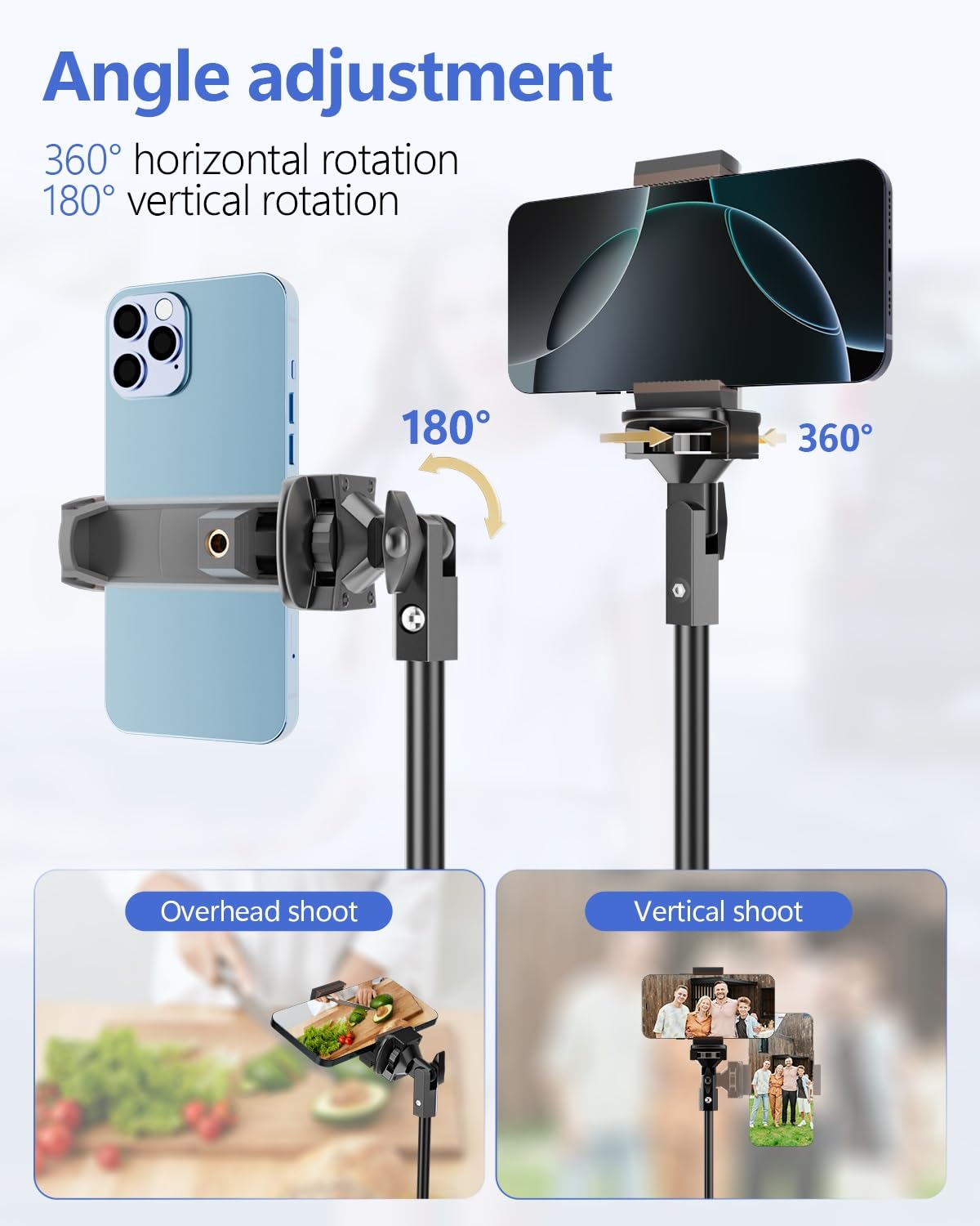 EMART 62’’ Cell Phone Tripod Stand, Adjustable Floor Cellphone Tri Pod Holder with Remote for iPhone and Android, Portable Compact Smartphone Selfie