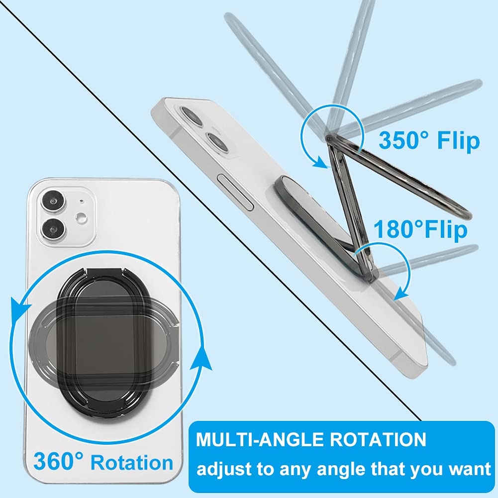 Cell Phone Ring Holder Finger Kickstand, CLZWiiN Foldable 360° Rotation Cellphone Stand for Desk, Office Desktop, Magnetic Car Mount, Metal