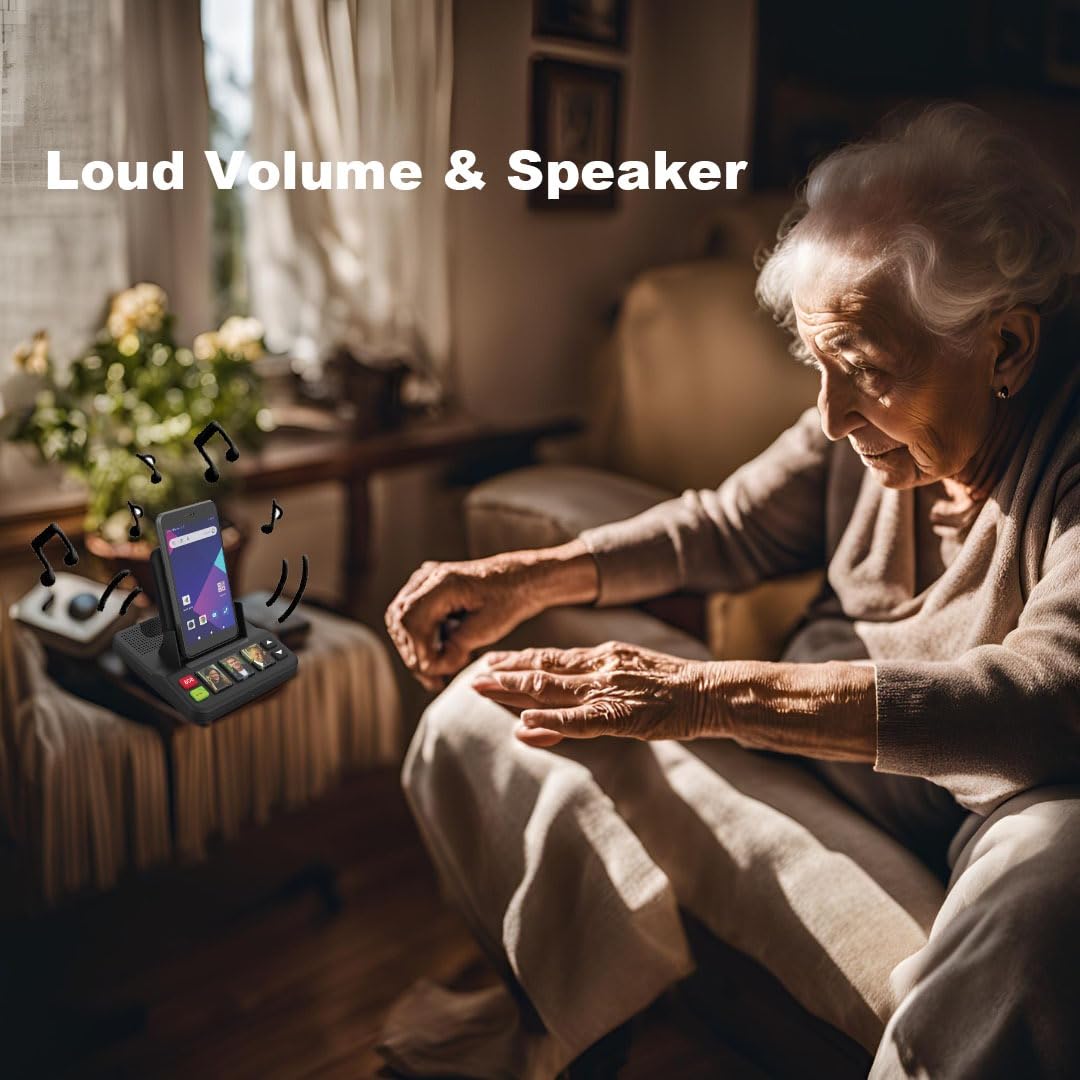 VOCA EC100 Cell phone stand with Wireless Speaker, 3 Speed-Dial Photo Buttons, Emergency Call, SOS Button, Speed Dial, Hands-Free, Easy Setup
