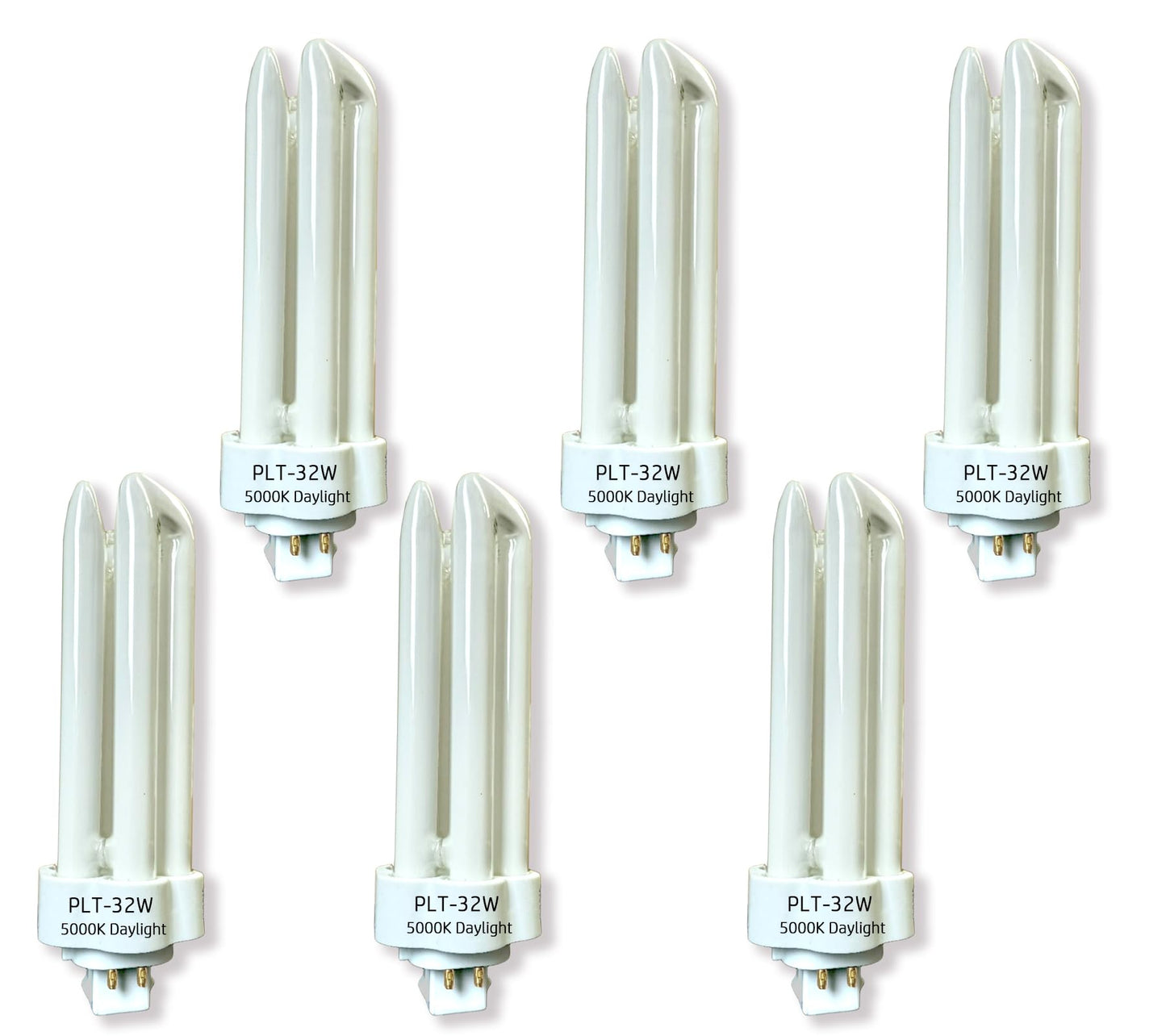 Cemlorot 6pack PLT 32W Triple Tube Fluorescent Light Bulb, 5000K Bright White Daylight 4-Pin GX24-3 Type Base?High Transparency CRI 86