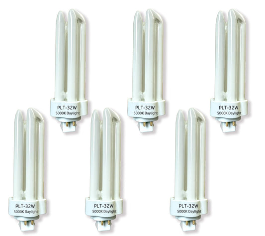 Cemlorot 6pack PLT 32W Triple Tube Fluorescent Light Bulb, 5000K Bright White Daylight 4-Pin GX24-3 Type Base?High Transparency CRI 86