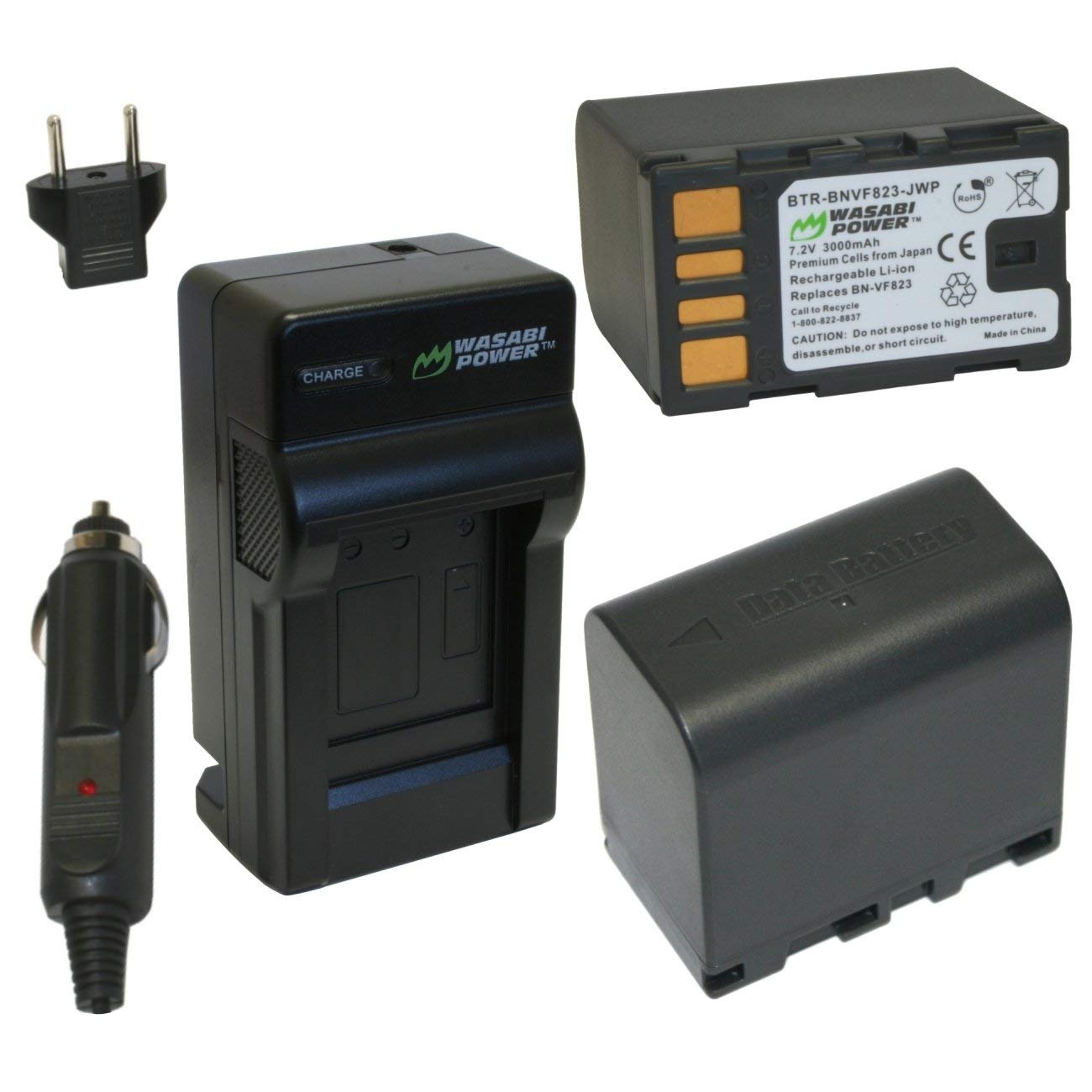 Wasabi Power Battery and Charger Kit for JVC BN-VF823, BN-VF823U and JVC Everio GS-TD1, GY-HM70U, GY-HM100U, GY-HM150U, GZ-HMZ1U, GZ-MG230, GZ-MG255