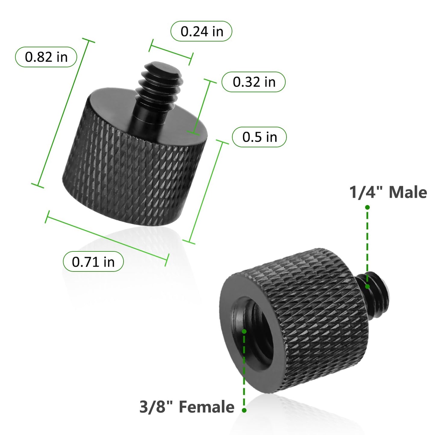 Frgyee 2 Pack 3/8" Female to 1/4" Male Screw Adapter Thread for Tripod Accessories Microphone Holder Camera Mount