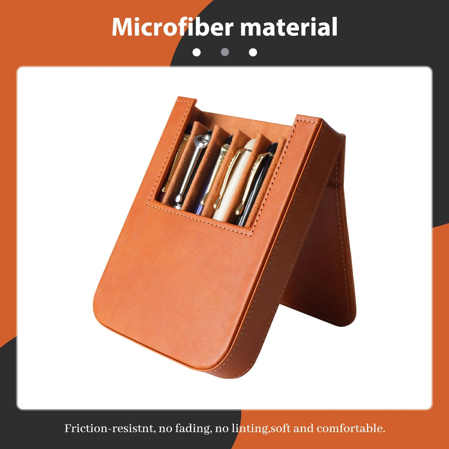 MIVLXLX 6 Slot Fountain Pen Case, Handmade Magnetic,Christmas Gift (brown)