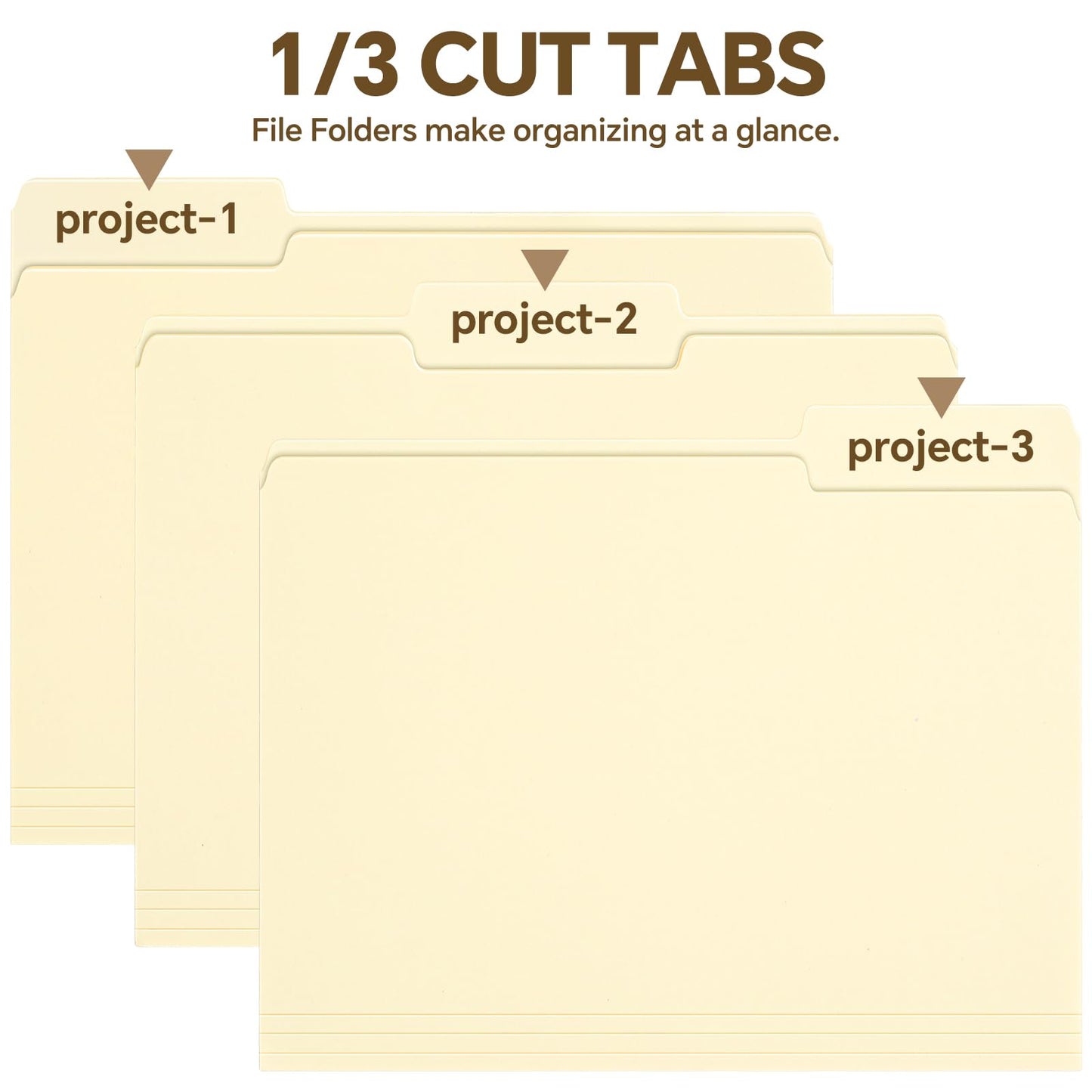 File Folders,21 Pack Manilla Folders 8.5x11,1/3 Cut Tabs Manila File Folders Letter Size for Easy Labeling and Organization,Vanilla Folders Great