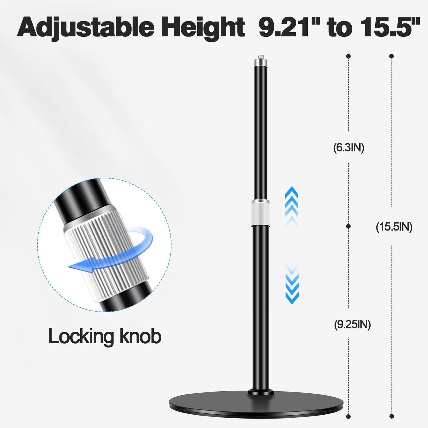 Nycetek Webcam Tripod Stand for Desk: Webcam Stand for Logitech Brio | C920 | C922 | C615 | C930e - Height & Angle Adjustable Desktop Tripod for Light