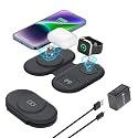 Wireless Charger 3 in 1, RELAXYO Travel Fast Wireless Charging Station for Apple, Compatible with iPhone 15 14 13 12 11 Pro/Max/XR, for iWatch