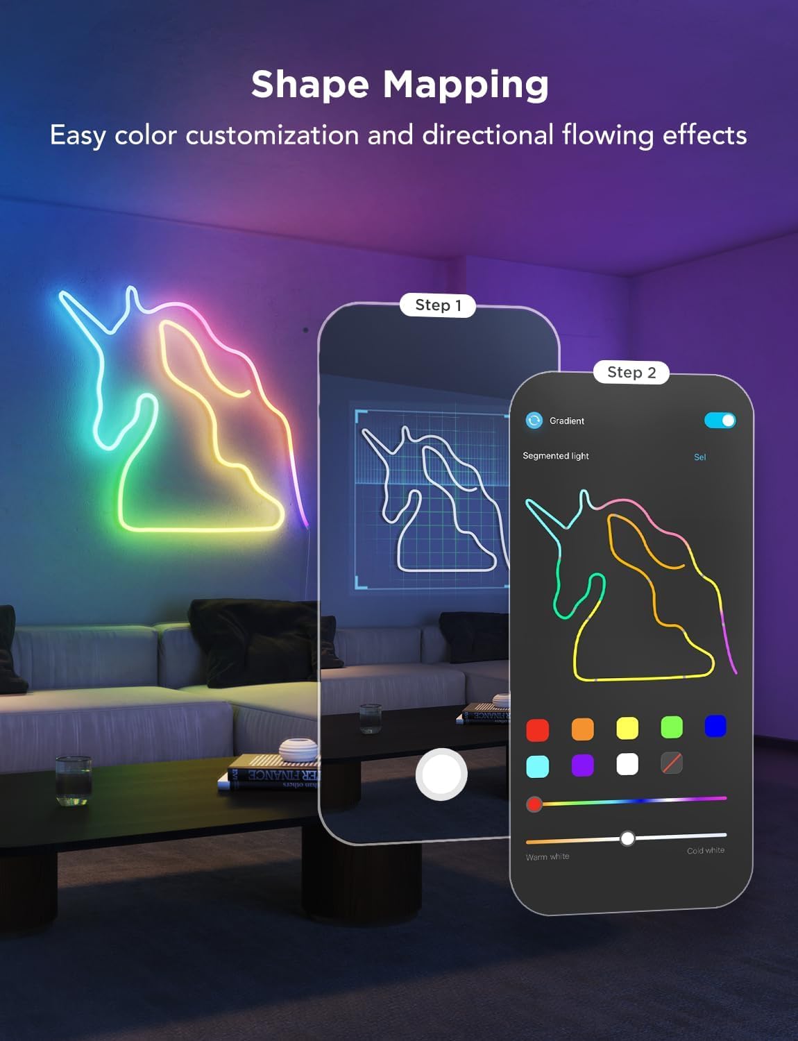Govee RGBIC Neon Lights, LED Smart Neon Rope Light 2 Works with Matter, Alexa, Google Assistant, Custom DIY Neon Strip Lights for Bedroom and Holiday