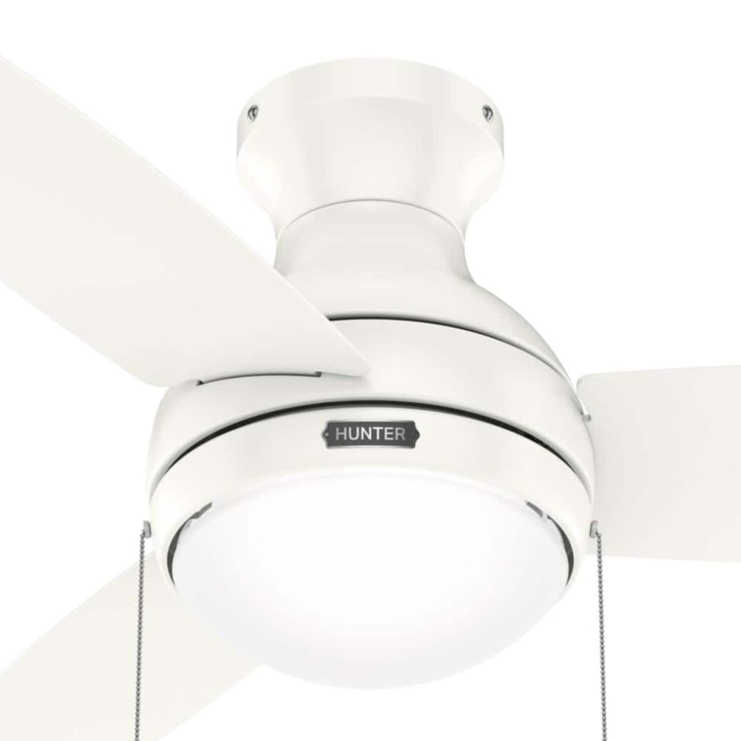 Hunter Fan 44 inch Fresh White Indoor Ceiling Fan with Light and Pull Chain for Bedroom, Living Room, Office, Basement, Kitchen (Renewed), CC5C27C65