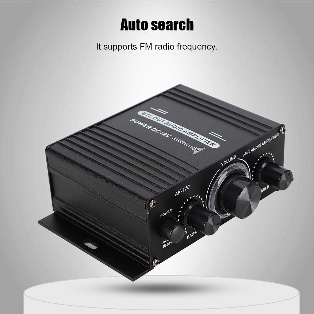 AK170 Mini Power Amplifier 20W+20W 47K Resolution 12V Power Amplifier with Low Distortion Rate for Audio Adopt High Grade Woven Aluminum Alloy