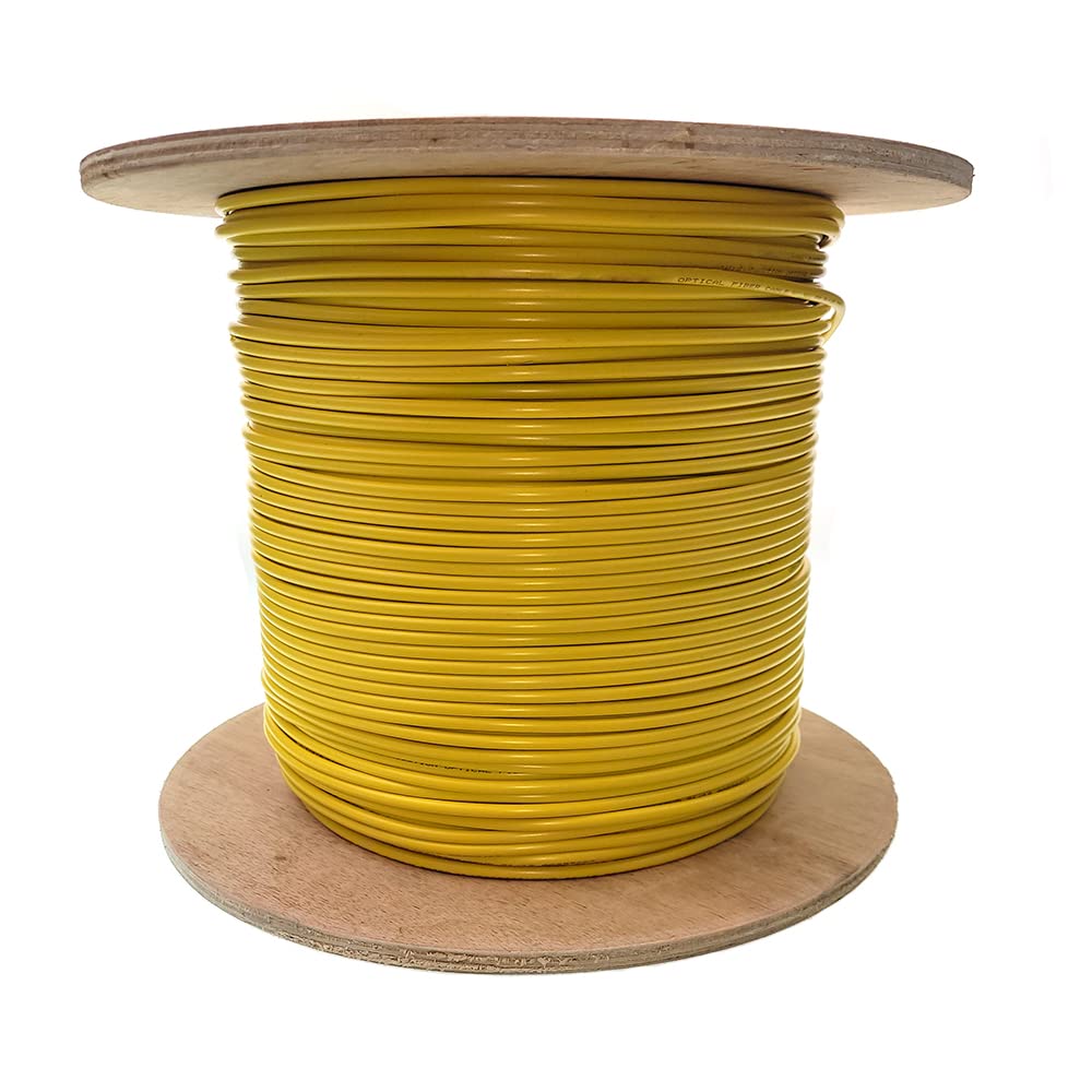 CableWholesale 2-Strand Fiber Optic Cable, Singlemode, Yellow, 2000ft Spool