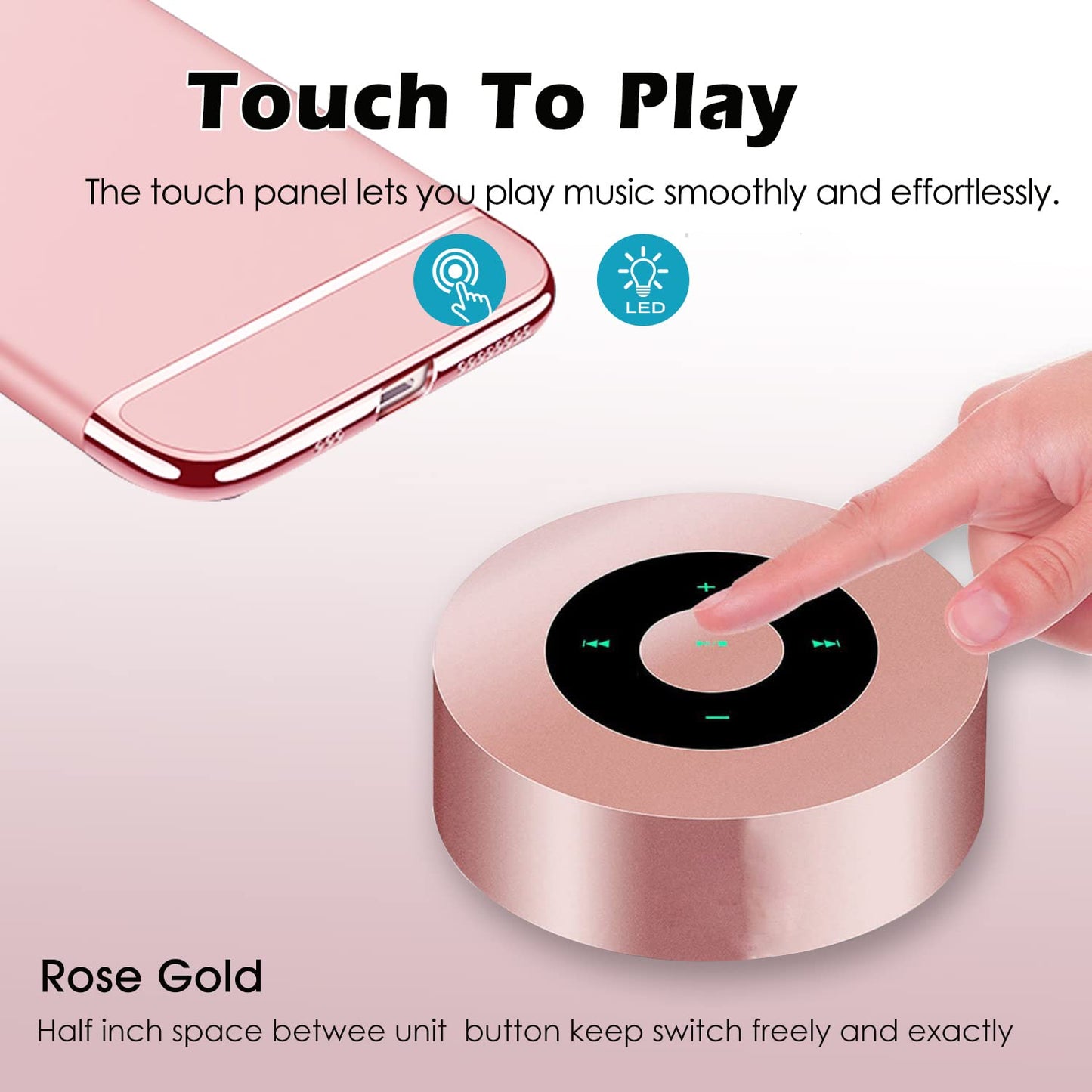 YIDAOYI Smart LED Touch Play Bluetooth Speaker Portable Wireless Speaker with HD Sound/12-Hour Playtime/Bluetooth 5.0/TF Card Support,