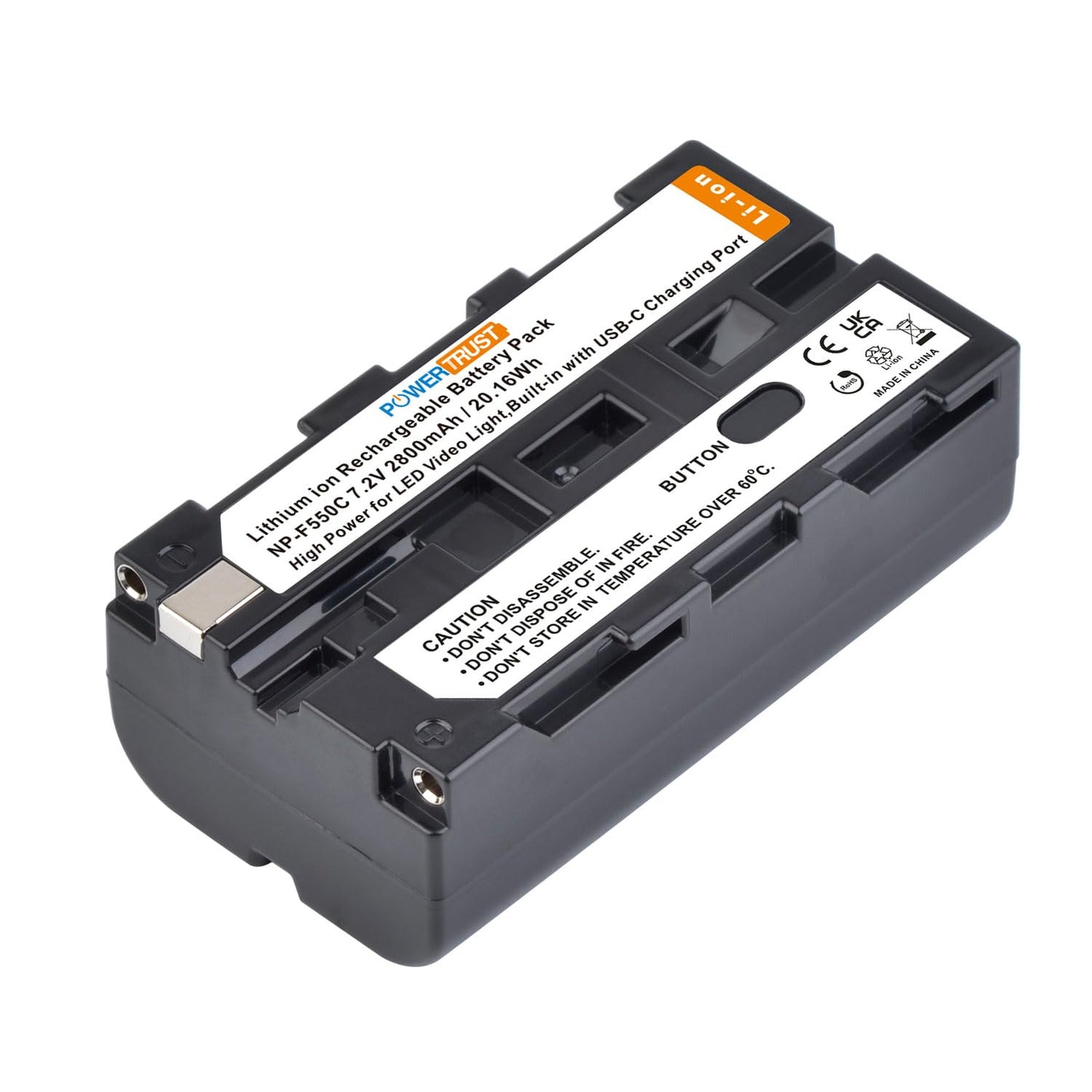 PowerTrust 2Pcs 2800mAh NP-F550 USB-C Charging Battery for NP F550 F570 F750 F770 F950 F960 F970 Batteries with Type-C Charging Port, Compatible