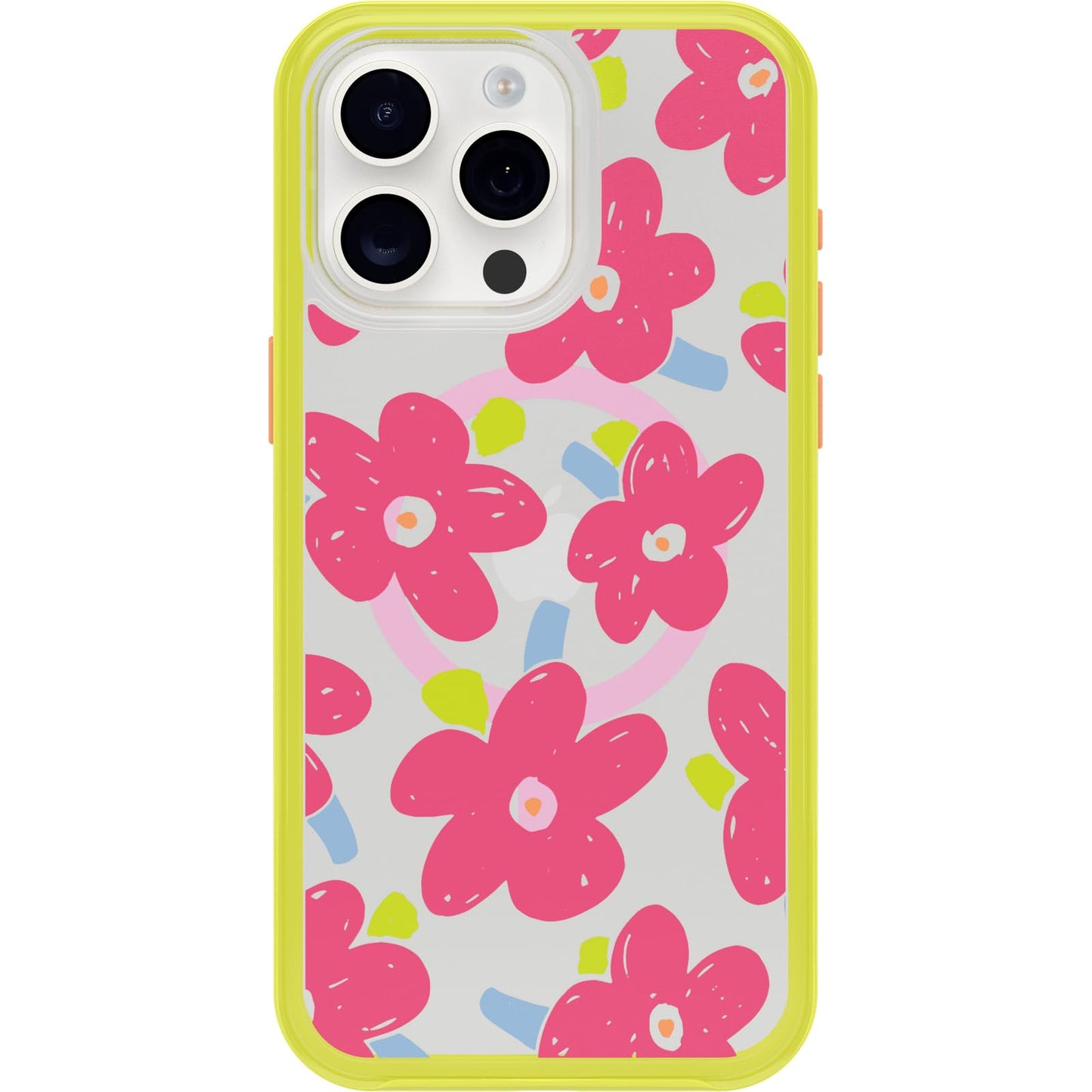 OtterBox iPhone 15 Pro MAX (Only) Symmetry Series Clear Case - WHIMSY BLOOM (Yellow), snaps to MagSafe, ultra-sleek, raised edges protect camera