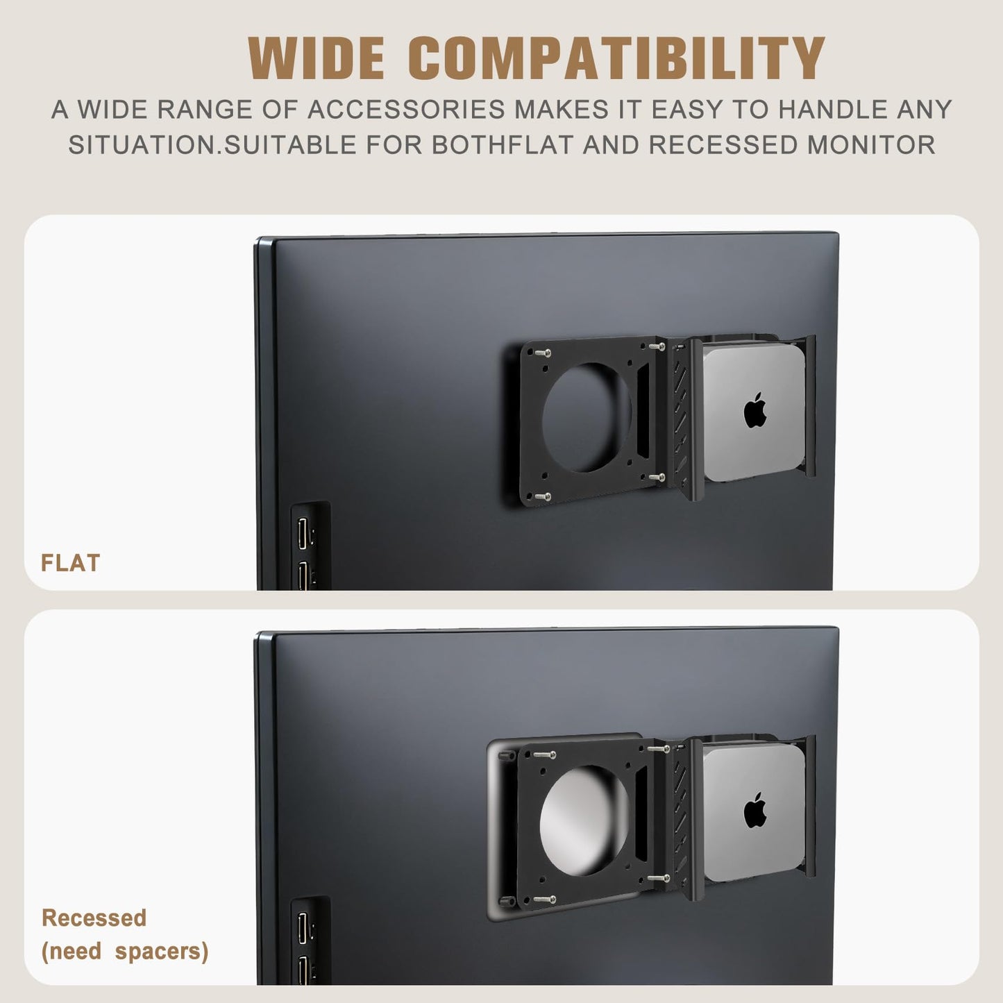 VESA Mount Adapter Plate for Intel NUC & Mac mini M4,VESA Monitor Arm Extension Plate for NUC Mini PC Computer,Fits 75x75mm and 100x100mm VESA Monitor