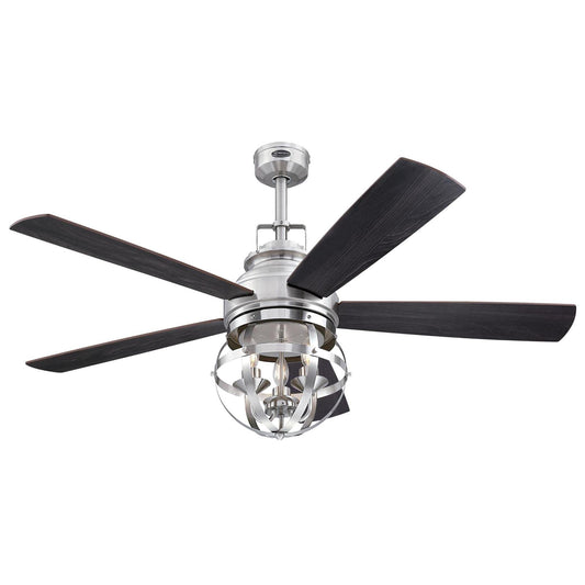 Westinghouse Stella Mira Ceiling Fan with LED Light, 52 in, Brushed Nickel