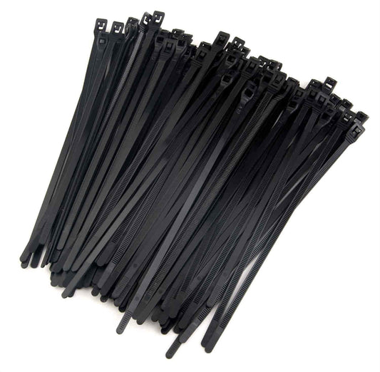 JEGS Cobra Low-Profile Wire/Cable Ties | Black Nylon | 7 Inches Long | Made In USA | Package Of 100 | .103 Inch Thick