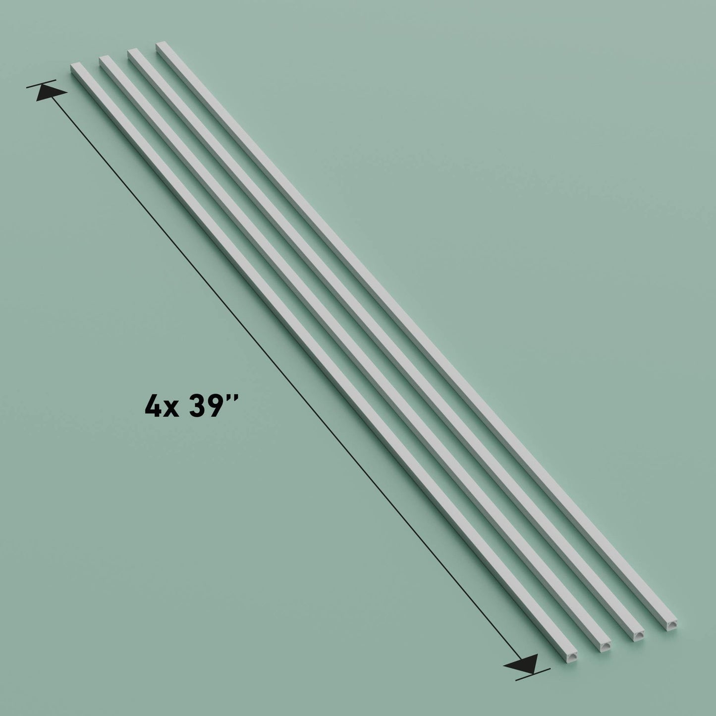 D-Line 13.12ft Cable Raceway, Self Adhesive Cord Cover, Hide 1x Cord, Paintable - 4X 0.4in x 0.31in (H) x 39in Lengths - White