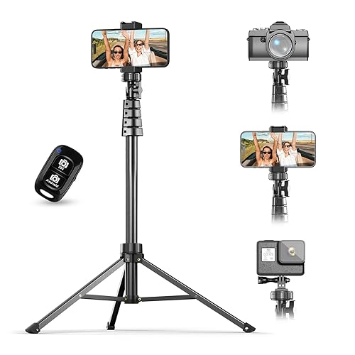 UBeesize 67" Phone Tripod & Selfie Stick, Camera Tripods Stand with Wireless Remote and Phone Holder,Compatible with iPhone Android Phone, Perfect