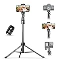 UBeesize 62" Phone Tripod & Selfie Stick with Wireless Remote and Phone Holder, Compatible with iPhone and Android for Selfies, Video Recording
