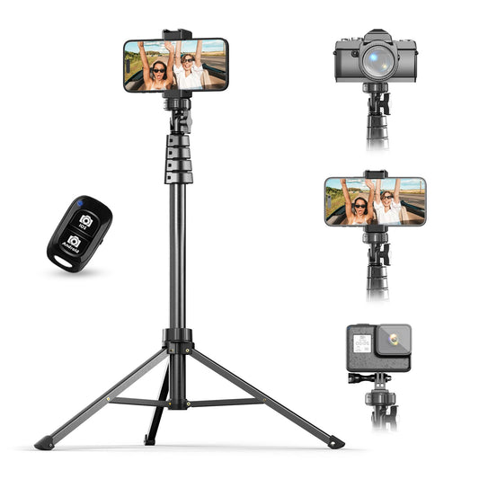 UBeesize 72" Phone Tripod & Selfie Stick, Camera Tripod Stand with Wireless Remote and Phone Holder,Compatible with iPhone Android, Perfect