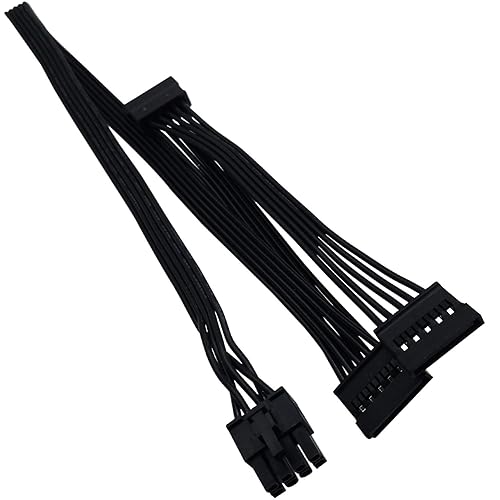 COMeap SATA Cable for Cougar Thermaltake Game Demon Semi Modular PSUs, CPU 8 Pin to 3X 15 Pin SATA Hard Drive Power Adapter Splitter 20-in(50cm)