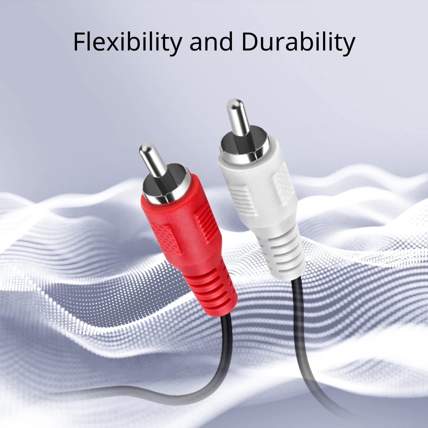 TNP RCA to RCA Audio Cable (25 FT) - 2 RCA Male to Male Red and White Audio Cable - RCA Cables Car Audio Connector Plug Jack Wire Cord for Home