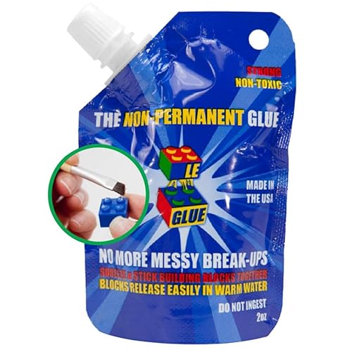 Le Glue Temporary Glue - Compatible with Legos - Non-Permanent Clear Adhesive for Plastic Building Blocks - No Messy Break-Ups - Non-Toxic Formula…