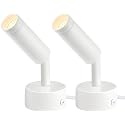 URTOM 2 Pack Indoor Spot Lights, 120V LED Accent Up Lights, 3W Plant Spotlights, 3000K Floor Spotlights for Plants, Pictures, Desk - Uplights with 5.9