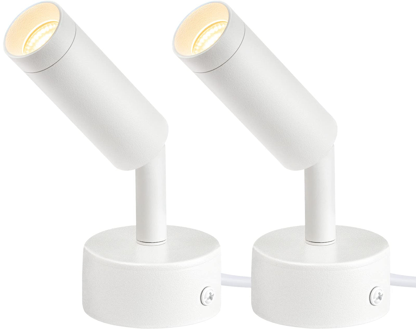 URTOM 2 Pack Indoor Spot Lights, 120V LED Accent Up Lights, 3W Plant Spotlights, 3000K Floor Spotlights for Plants, Pictures, Desk - Uplights with 5.9