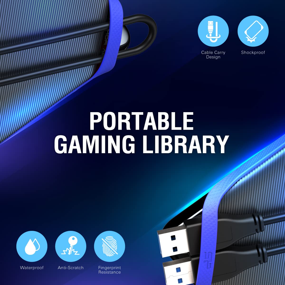 Silicon Power 1TB Rugged Game-Drive A62 External Hard Drive