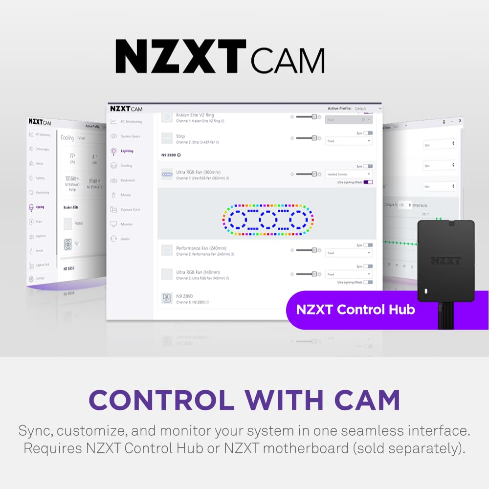 NZXT F120U Ultra - 120mm PWM Multi-Zone RGB Fan - White