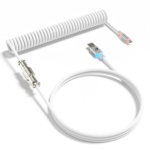 MAMBASNAKE C01 Ultra RGB Coiled Keyboard Cable,Pro Custom USB-C Aviator Cable for Gaming Keyboards,Stable Dual-Sleeved Design,2m Type-C to USB-A