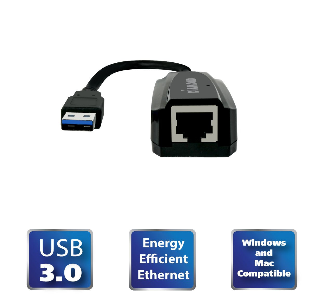 Diamond UE3000, USB to RJ45, USB 3.0 to 10/100/1000 Gigabit Ethernet LAN Network Adapter for Windows 10, 8.1, 8, 7, Mac OS, Linux OS and Chrome OS